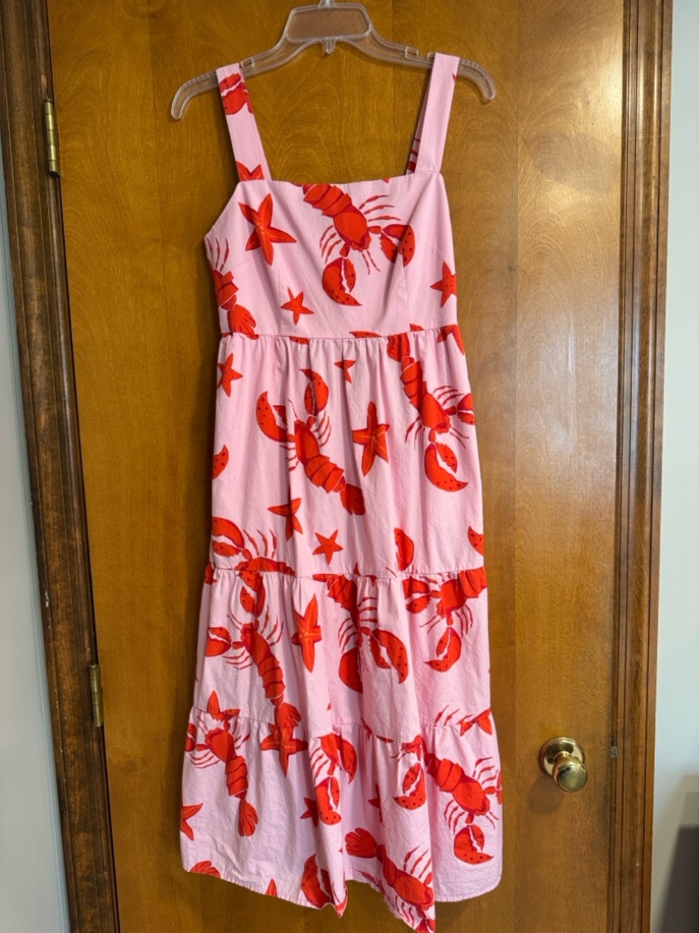 J Crew Pink Lobster Print Midi Dress - Picture 3 of 3